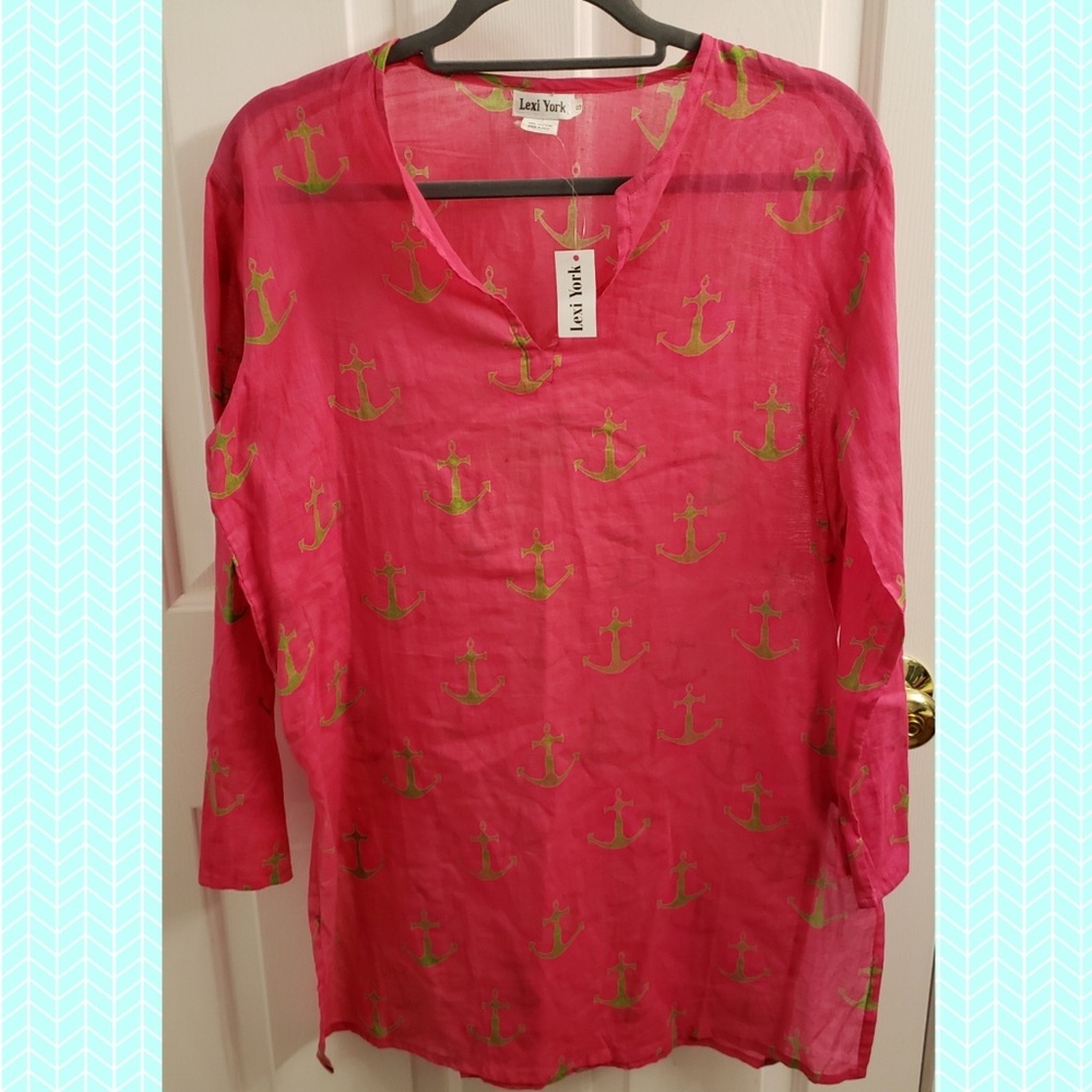 Lexi York Cotton Anchor Print Tunic Top